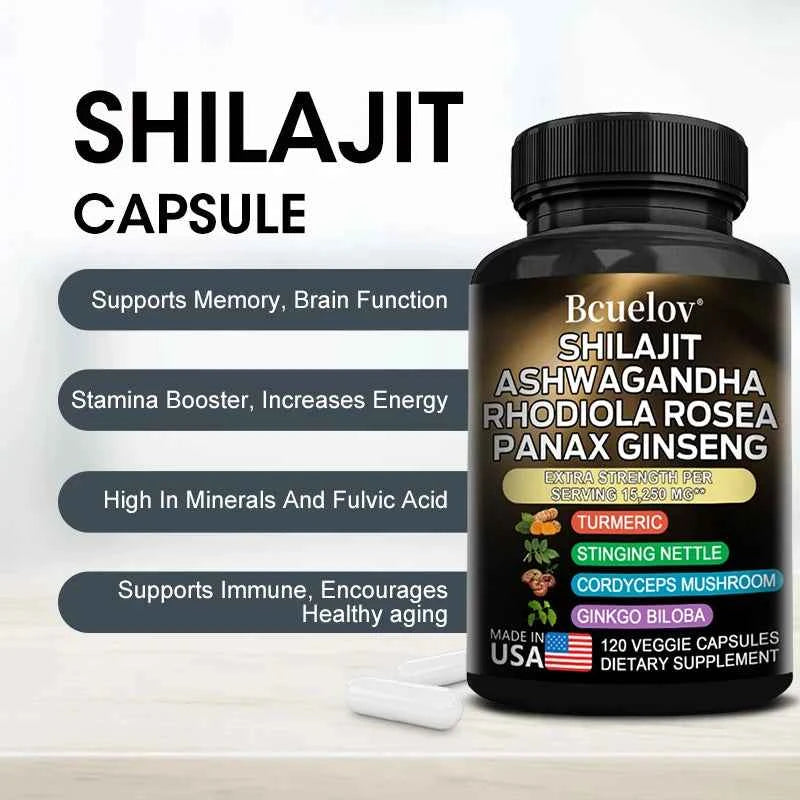 8 In 1 Shilajit Himalaya Capsules With Ashwagandha Rhodiola Panax Ginseng Brain