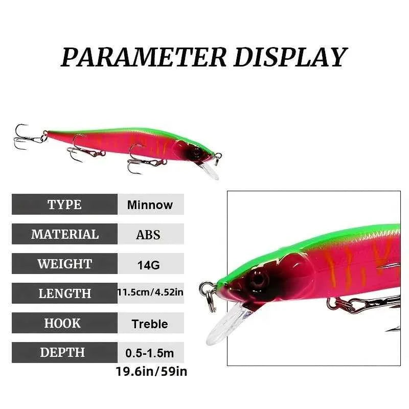 Minnow Fishing Lure Artificial Hard Bait 115mm 14g Trolling Pike Crankbait