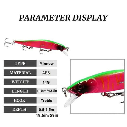 Minnow Fishing Lure Artificial Hard Bait 115mm 14g Trolling Pike Crankbait