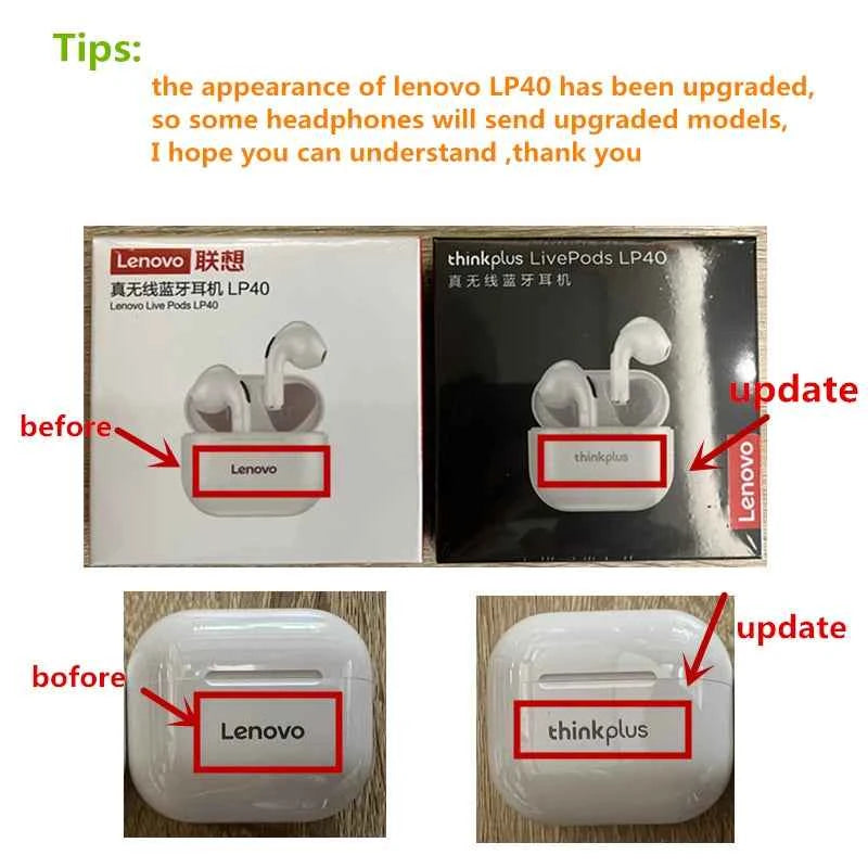 Lenovo LP40 True Wireless Bluetooth Earphones With Touch Control For Android