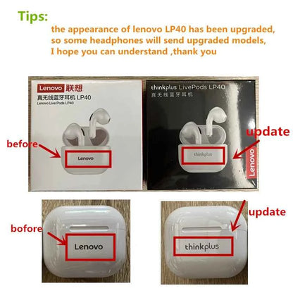 Lenovo LP40 True Wireless Bluetooth Earphones With Touch Control For Android
