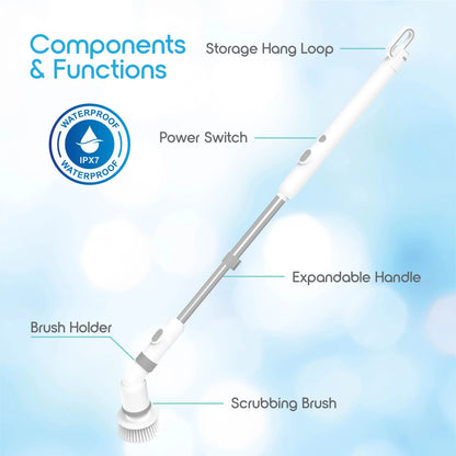 Blossom Electric Cleaning Brush Multifunctional Household Rechargeable Cleaning Tool for Bathroom Kitchen Tyre Electric Scrubber
