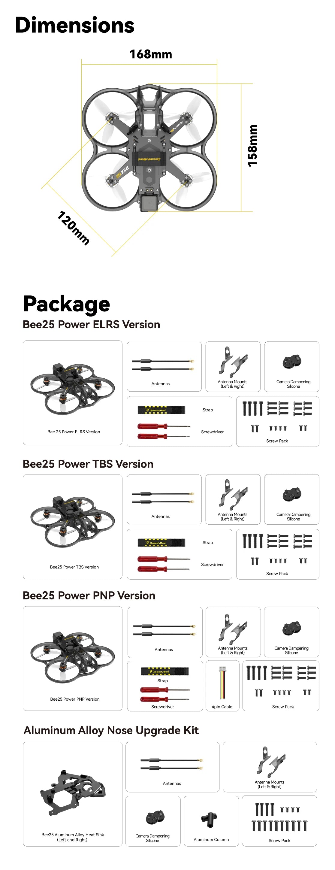 SpeedyBee BEE25 power 2.5-inch with F405 AIO FC Built-in LED ELRS 2.4G/TBS CRSF Nano Receiver for FPV Freestyle