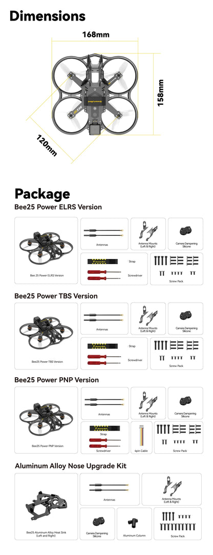 SpeedyBee BEE25 power 2.5-inch with F405 AIO FC Built-in LED ELRS 2.4G/TBS CRSF Nano Receiver for FPV Freestyle