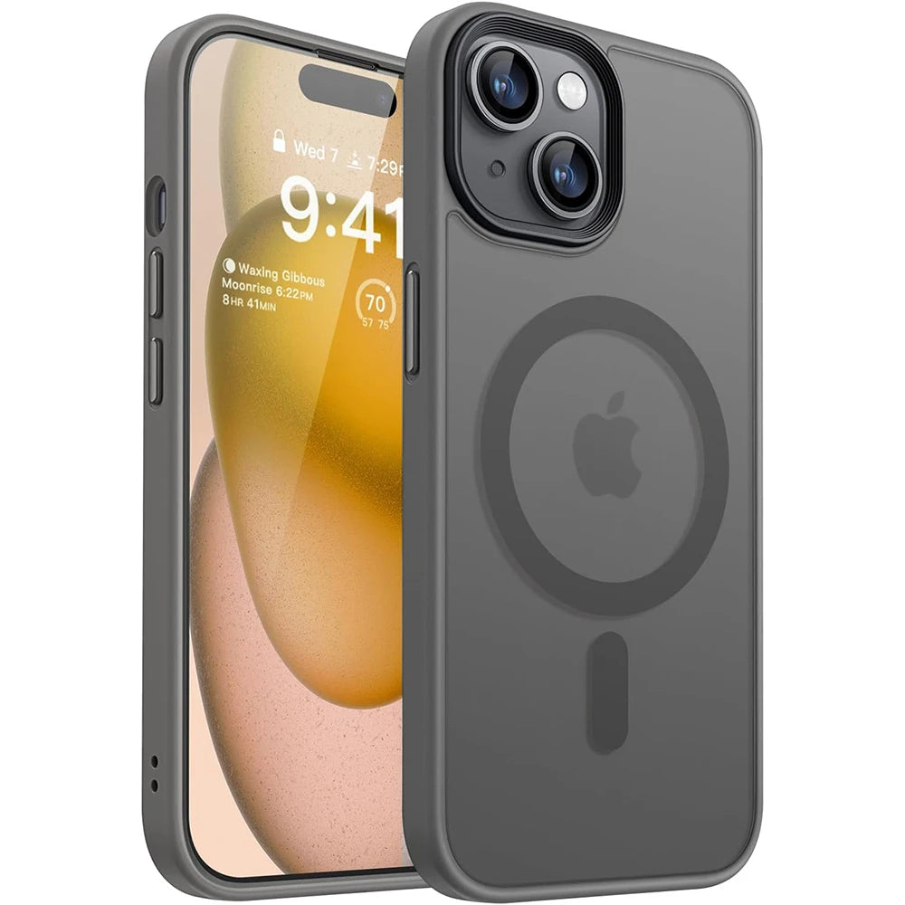 Magsafe Magnetic Luxury Armor Shockproof Case For iPhone 16 15 14 13 12 11 Pro Max Plus Wireless Charge Cover Matte Translucent