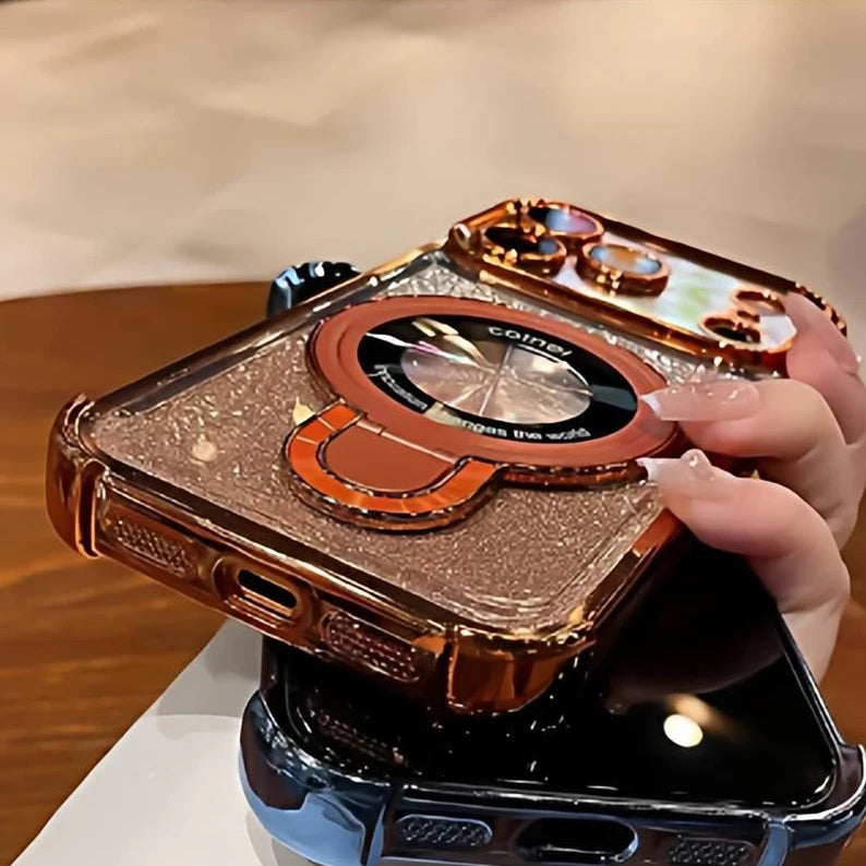 Glitter Ring Holder for Magsafe Case for iPhone 14 15 16 17 Pro Max Plus 13 12 11 Air Bracket Gradient Camera Film Bumper Cover