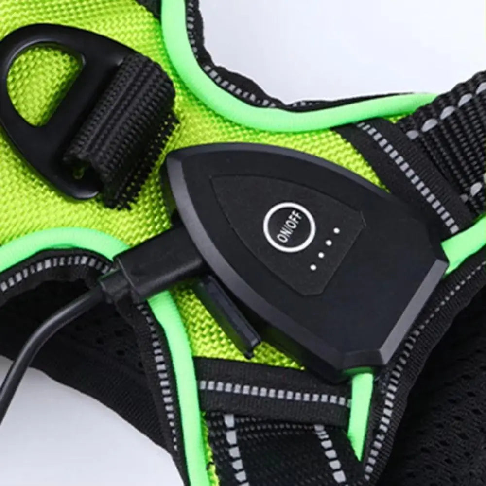 Light Up LED Dog Harness Rechargeable Adjustable Luminous Pet Chest Strap Soft Flashing Dog Glow Vest for Night Walking