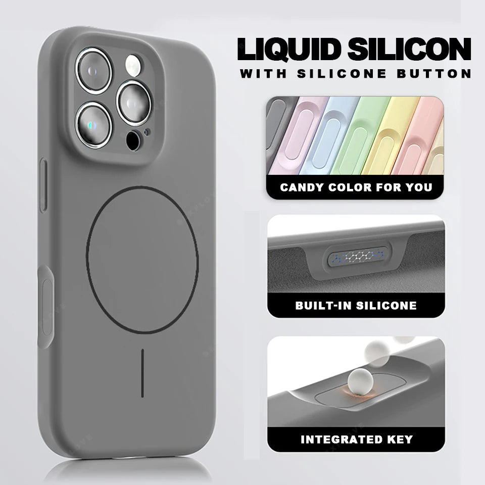 Luxury Liquid Silicone Magnetic Phone Case For iPhone 15 14 16 Plus 16E 11 12 13 16 Pro Max SE4 Magsafe Charge Protector Cover
