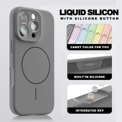 Luxury Liquid Silicone Magnetic Phone Case For iPhone 15 14 16 Plus 16E 11 12 13 16 Pro Max SE4 Magsafe Charge Protector Cover
