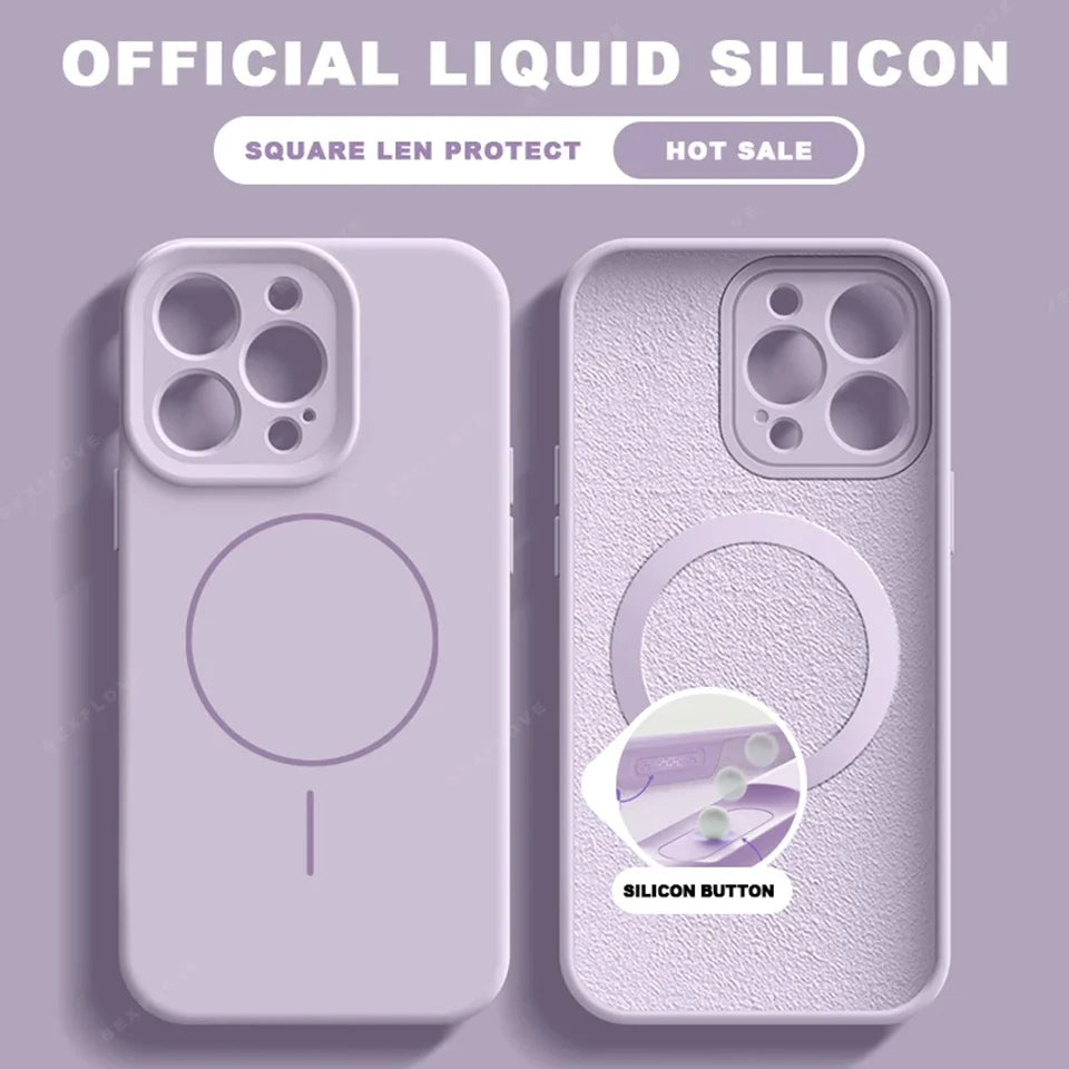 Luxury Liquid Silicone Magnetic Phone Case For iPhone 15 14 16 Plus 16E 11 12 13 16 Pro Max SE4 Magsafe Charge Protector Cover