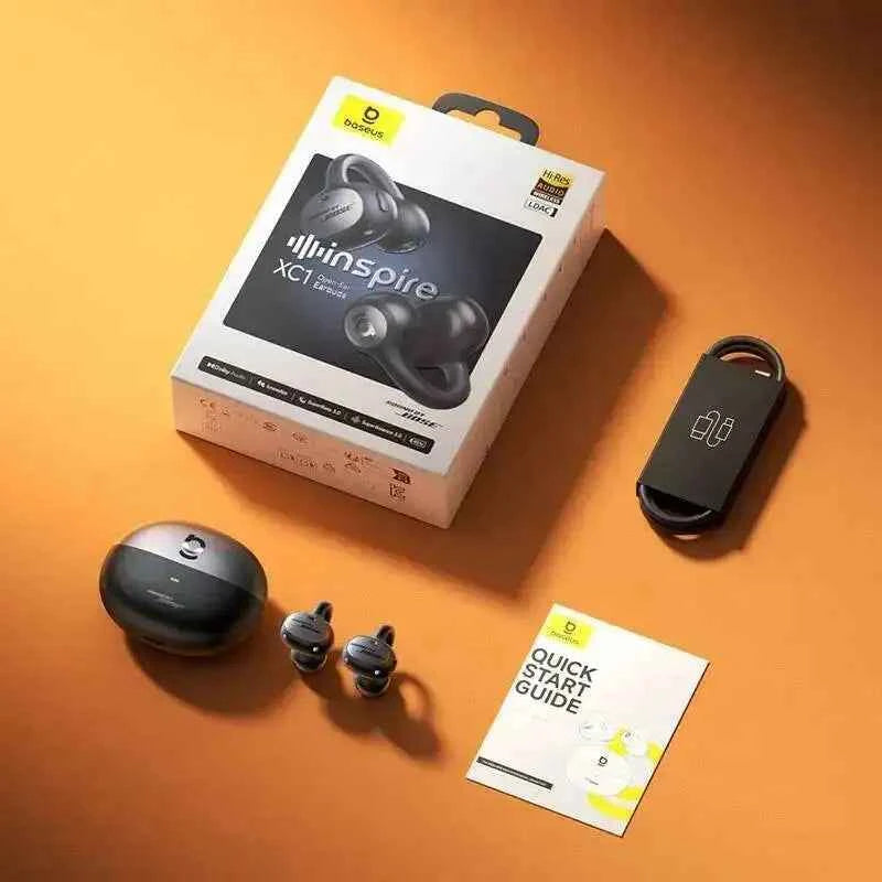 Baseus Inspire XC1 Ear Clip Wireless Bluetooth 6.1 Earbuds Hi-Res Open Earphones Earrings 4-Mics Clip On Ear Buds Sound By Bose