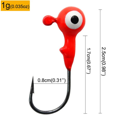 Colorful Jig Head Hooks For Soft Worm Lures 1g 1.8g 3.5g 5g 7g 5pcs Bag
