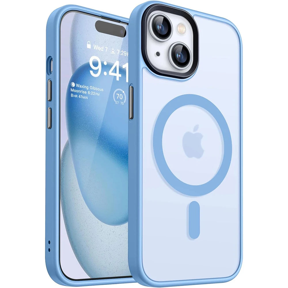 Magsafe Magnetic Luxury Armor Shockproof Case For iPhone 16 15 14 13 12 11 Pro Max Plus Wireless Charge Cover Matte Translucent