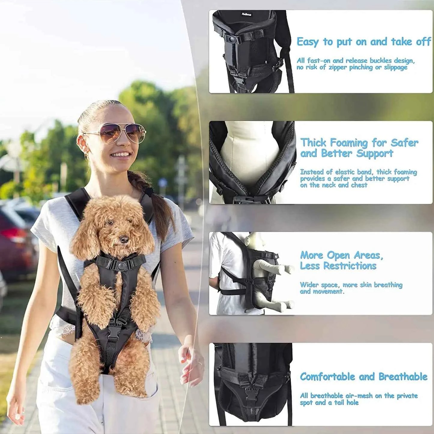 Pet Backpack Carrier For Cats And Dogs Front Travel Bag For Small Medium Dogs