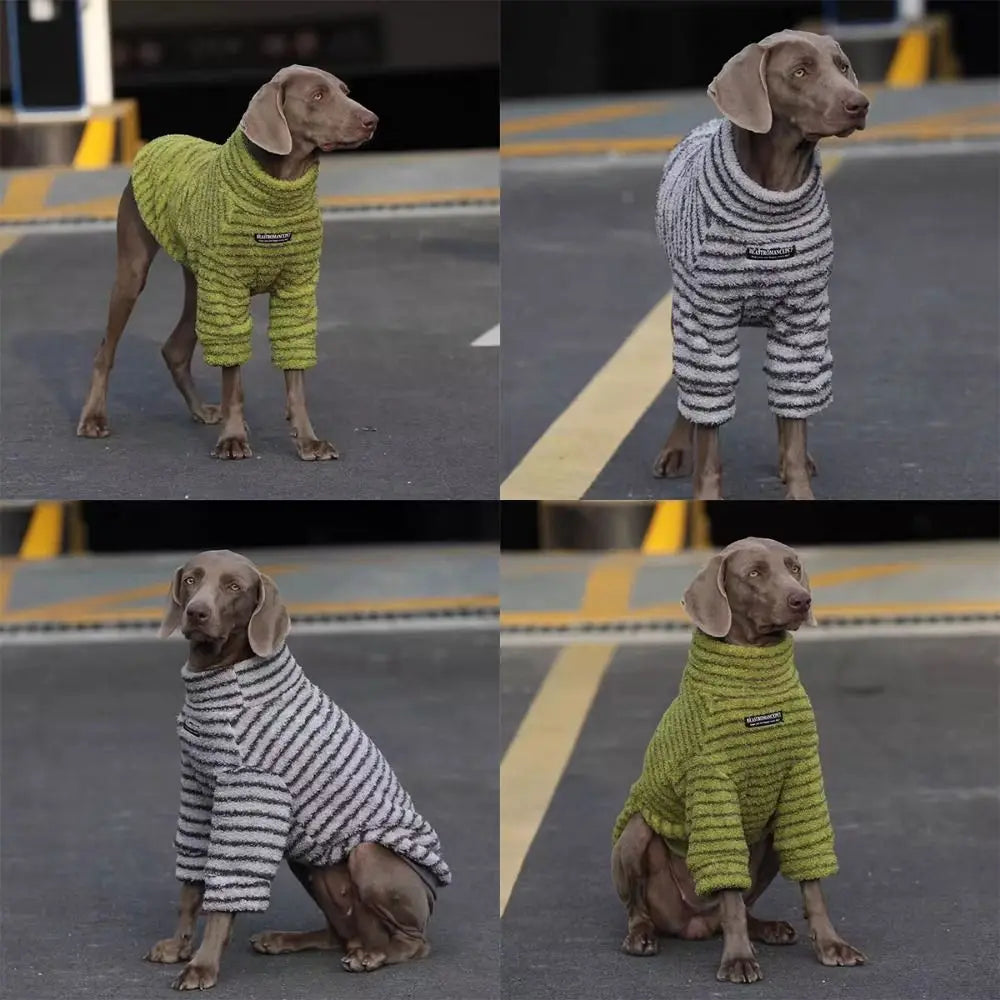 Fashion Polyester Stripe Fleece Dog Pullover Thickened Winter Warm Dog Sweater Dog Turtleneck Sweatshirt Medium Large Dogs