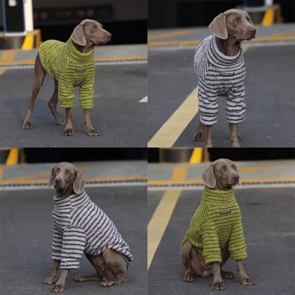 Fashion Polyester Stripe Fleece Dog Pullover Thickened Winter Warm Dog Sweater Dog Turtleneck Sweatshirt Medium Large Dogs
