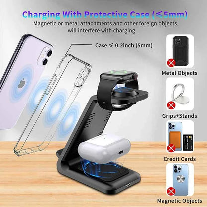 Desktop Universal 3 in 1 Wireless Charger 30W Fast Charger for iPhone