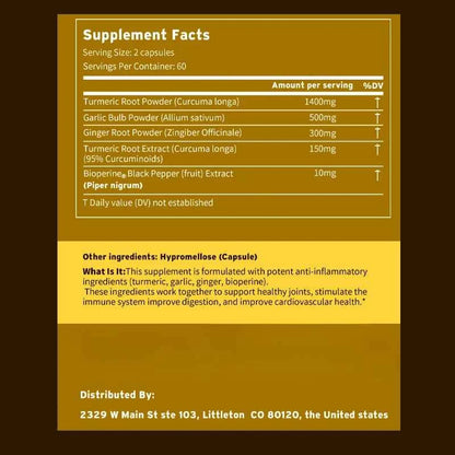 Turmeric Ginger With Garlic Curcumin Black Pepper For Joints Immune Support