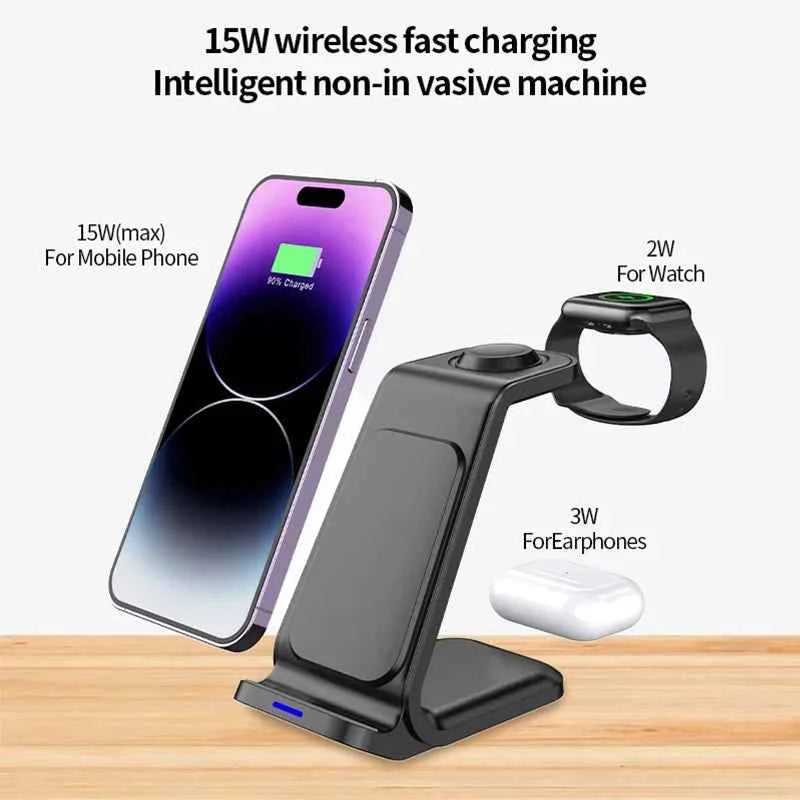 Desktop Universal 3 in 1 Wireless Charger 30W Fast Charger for iPhone