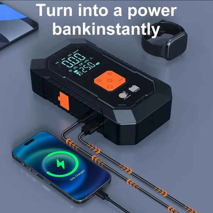 Car Jump Starter with Air Pump Power Pack 12v Battery Booster Tire Inflator Emergency Portable Car Jump Starter