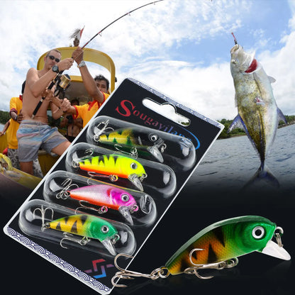 Sougayilang Hard Crankbait Lure 3 Pcs Set Swimming Wobblers For Bass Trout