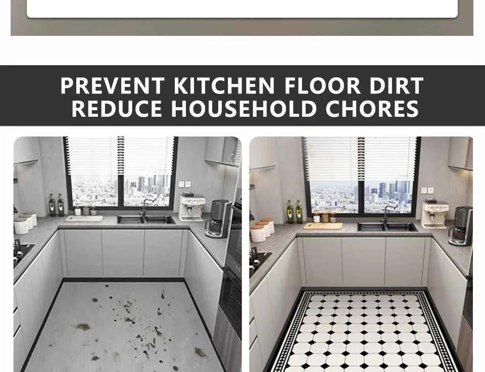 Pvc Kitchen Carpet Non-slip Oil-proof Rug Waterproof Leather Floor Mat Modern Long Strip Carpets Alfombra De Cocina 주방 미끄럼 방지 카펫