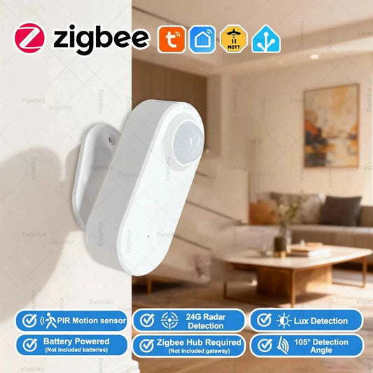 Zigbee PIR Sensor With 24G MmWave Radar Luminance Battery Powered Z2M Gateway