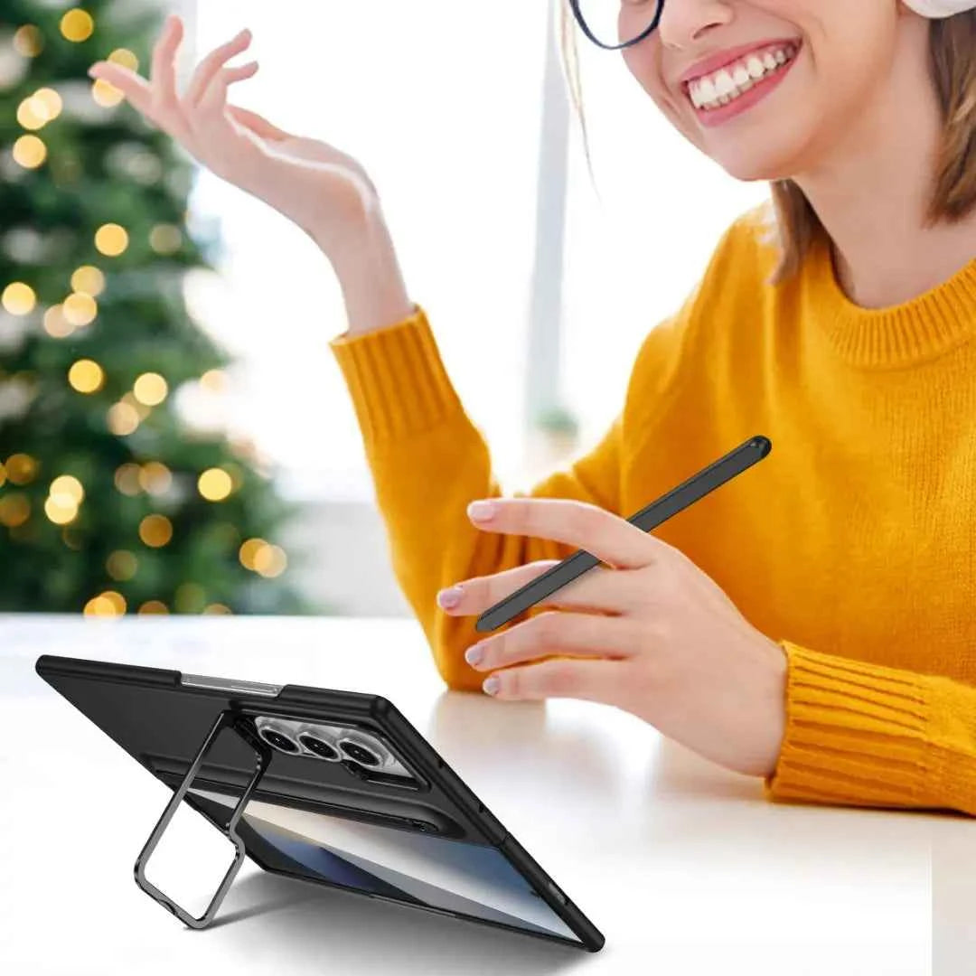 Phone case with S Pen for Galaxy Fold6 Fold5 Built in Screen Protector Phone Cover with Foldable Kickstand Fold4 Fold3  Cover