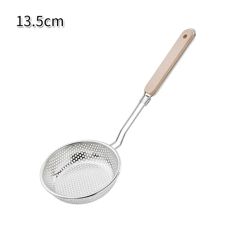 Stainless Steel Skimmer Handheld Wooden Handle Fried Food in The Kitchen Filter Strainer Multifunctional Kitchen Accessories