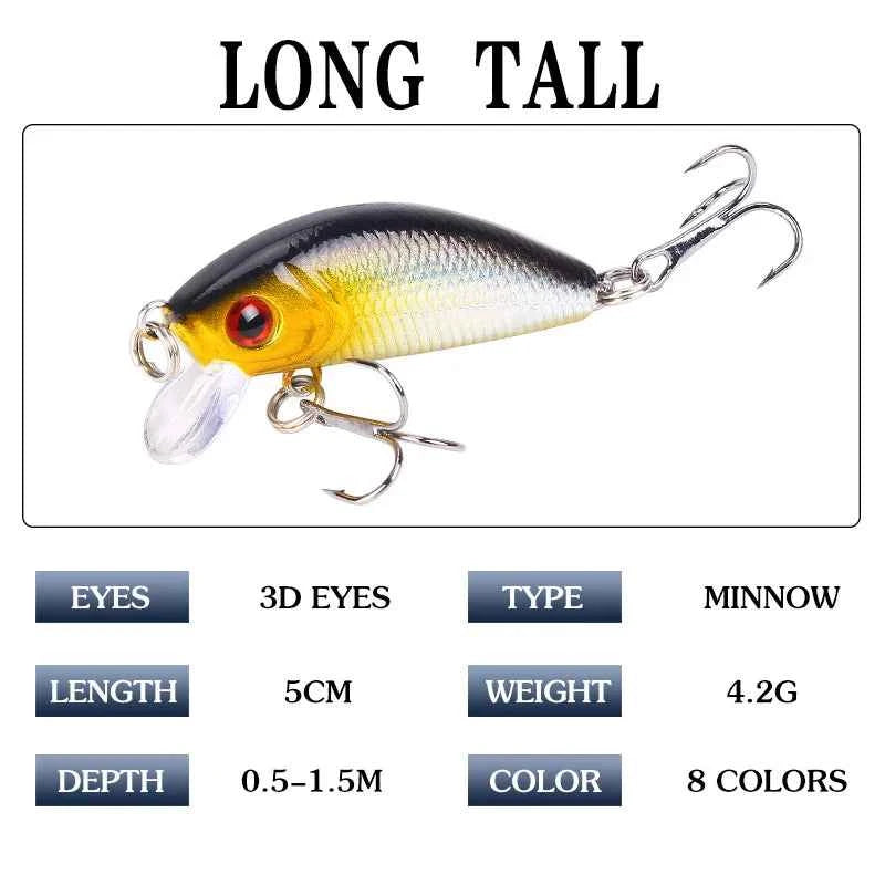 8 Piece Crankbait Minnow Lure Set Floating Topwater Fishing Lures Kit