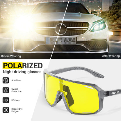 SCVCN Night Vision Glasses Hiking Eyewear Cycling Glasses Driving Eyewear Fashion Polarized Sunglasses Y2K UV400 Mtb Goggles Man