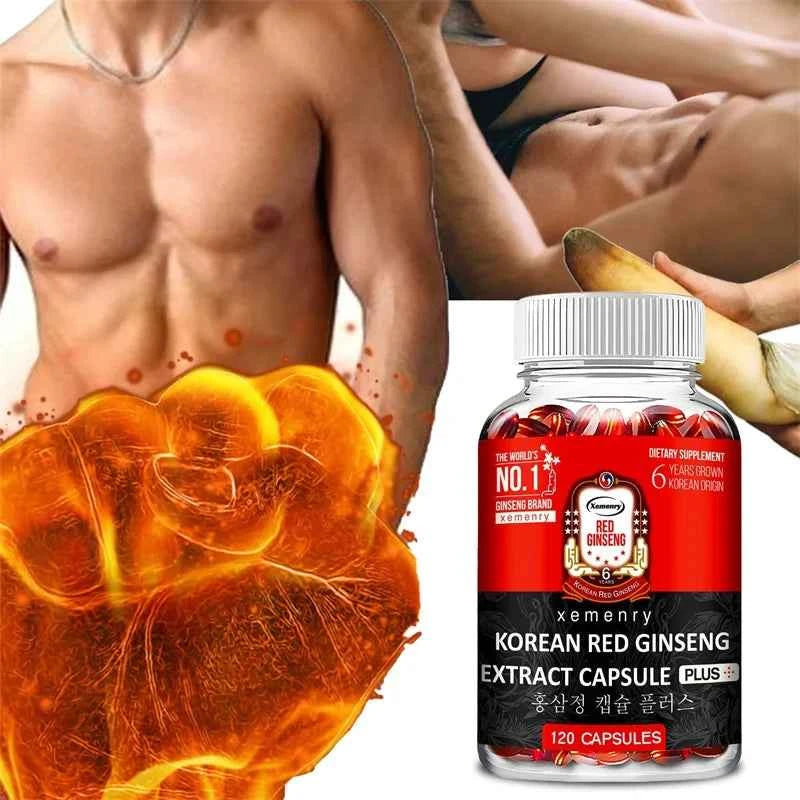 Korean Red Ginseng Supplement 120 Capsules for Energy and Stress Relief