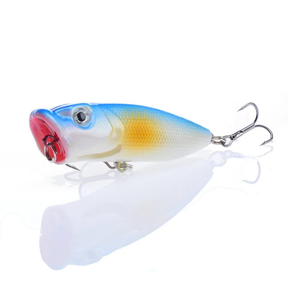 Topwater Popper Lures 6.5cm 12g Hard Bait Wobblers With 6 Hooks