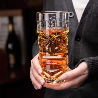 1PC Crystal Glass Large Bar Tiki Cup Tiki Cup Hawaii Cocktail Cup Ghost Face Cup High Beauty Creation Water Cup