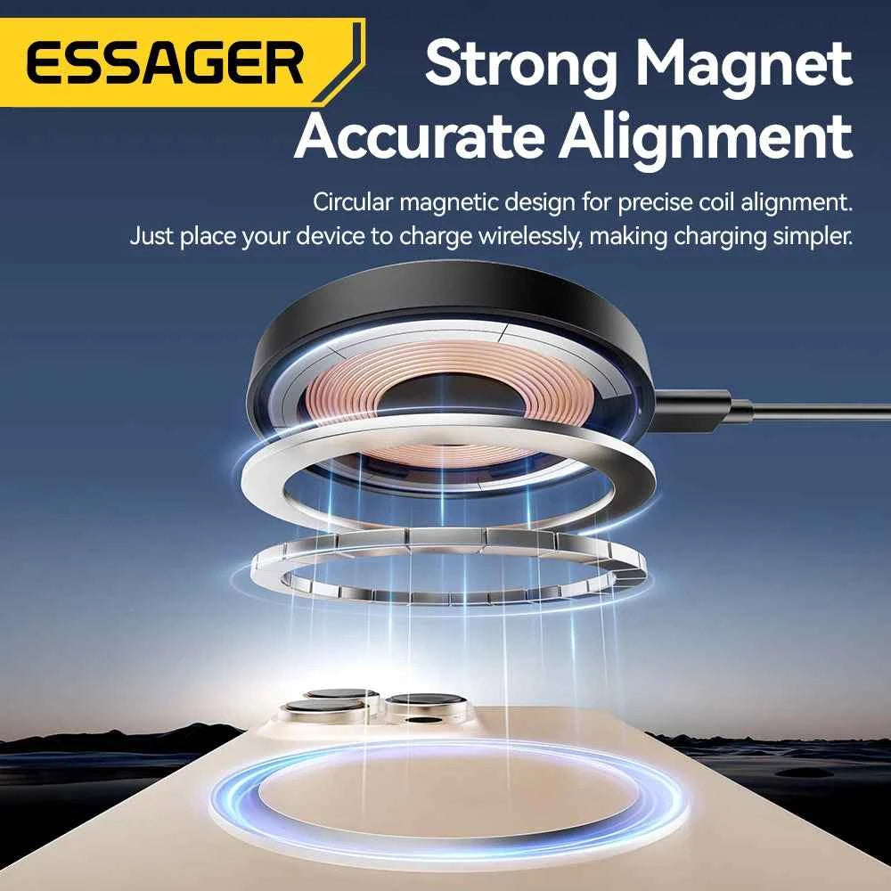 Essager Magnetic Wireless Charger With Holder 15W For IPhone 14 15 16 17 Pro Max