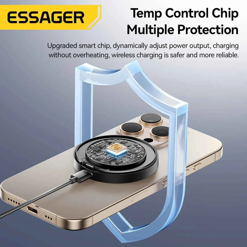 Essager Magnetic Wireless Charger With Holder 15W For IPhone 14 15 16 17 Pro Max