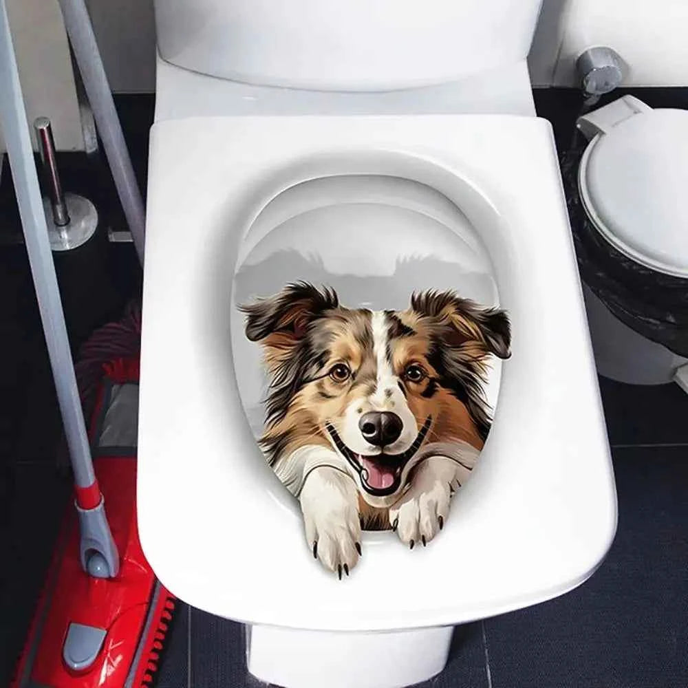 Funny 3D Cat Toilet Stickers Self-adhesive DIY Wall Sticker Squirrel Water Resistant Toilet Seat Decals