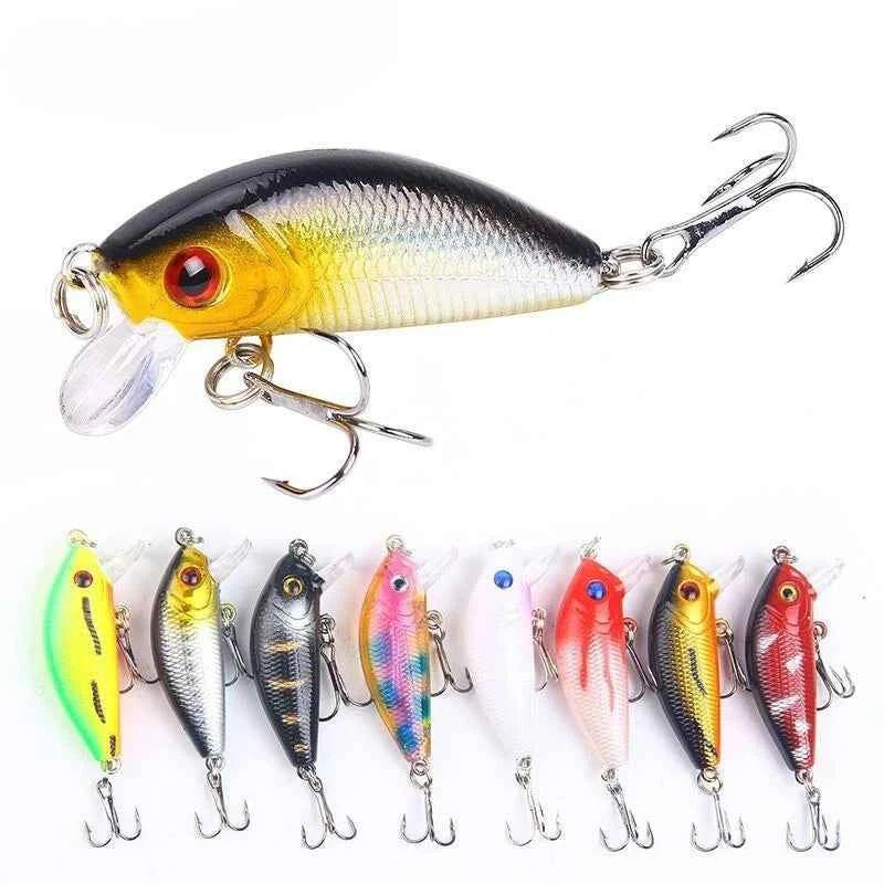 8 Piece Crankbait Minnow Lure Set Floating Topwater Fishing Lures Kit