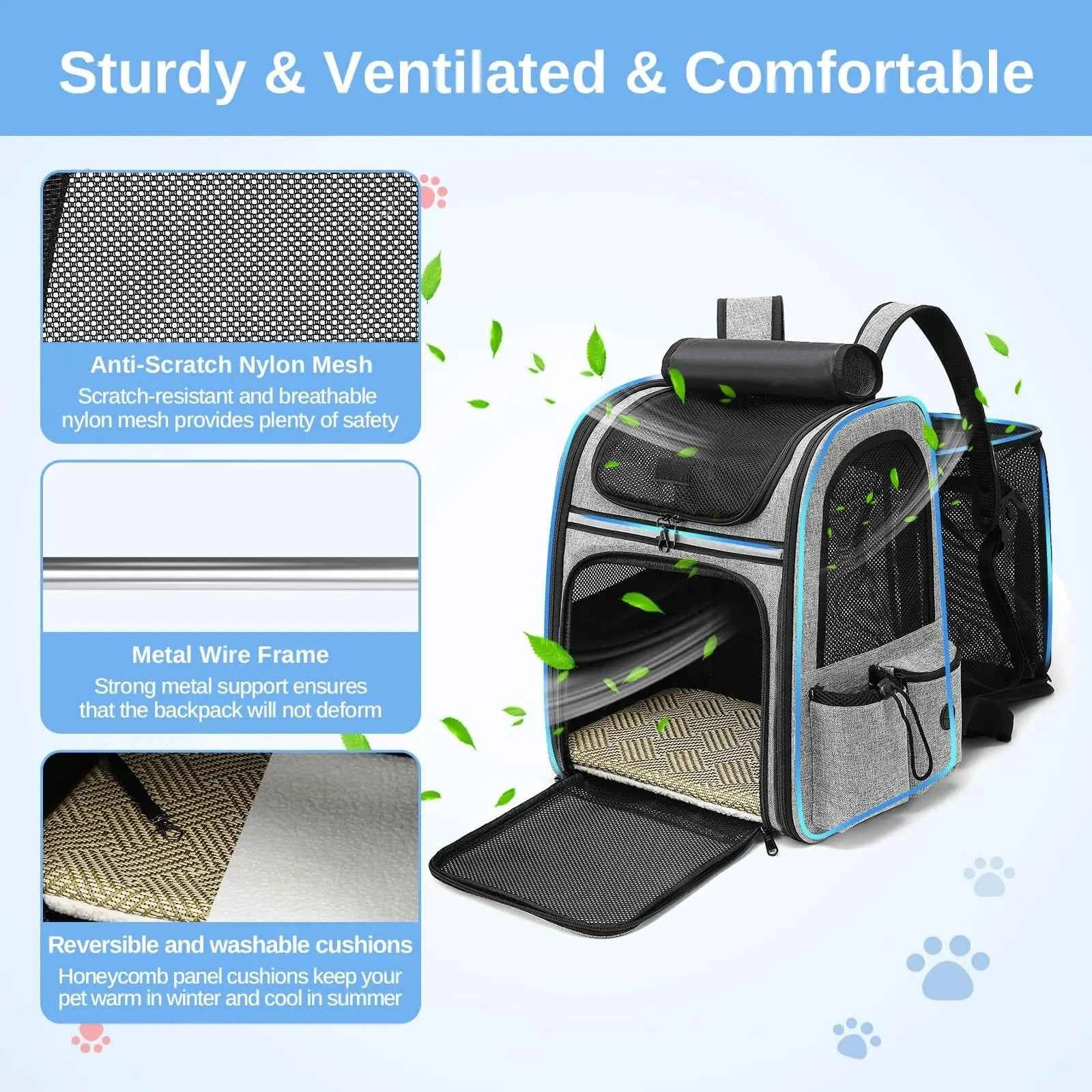 Dogat Pet Backpack Carrier Breathable Mesh Window Foldable For Cats And Dogs