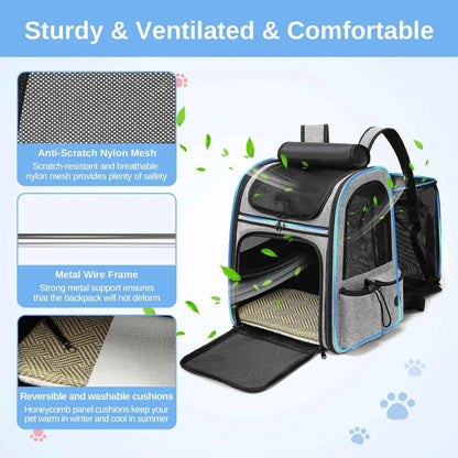 Dogat Pet Backpack Carrier Breathable Mesh Window Foldable For Cats And Dogs