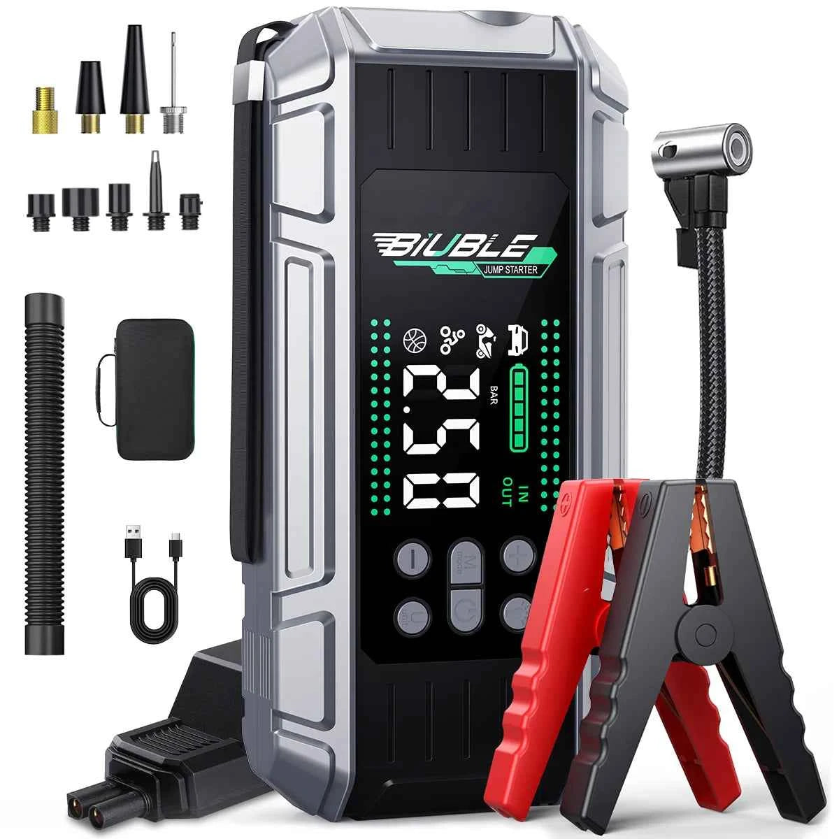 4 In 1 8000A Car Jump Starter 150PSI Air Pump Car Battery Booster Engine Starting Device Tire Air Compressor Power Bank