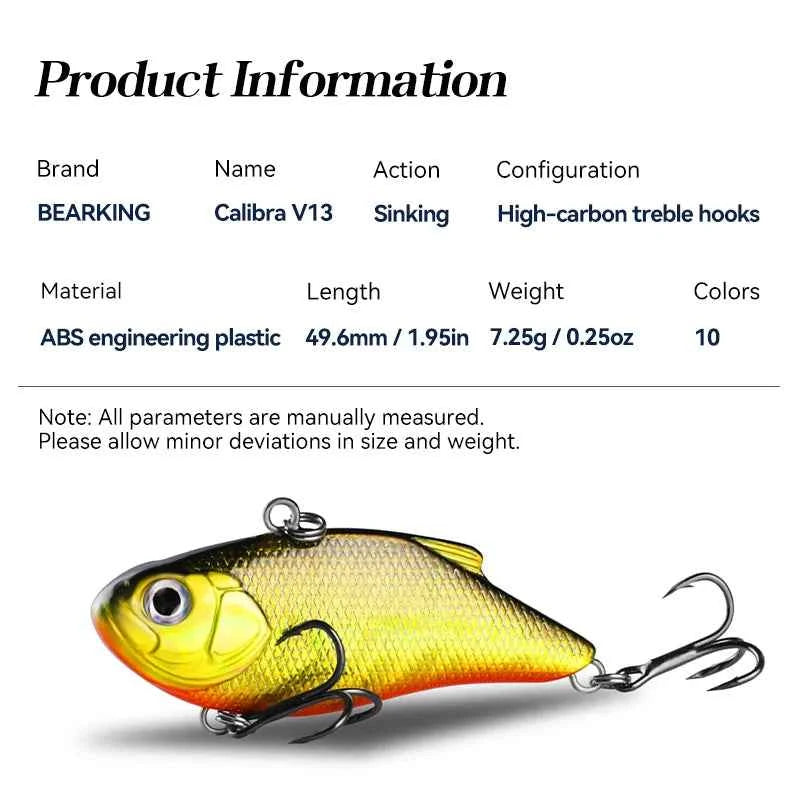 BearKing 50mm 7g Ice Fishing Wobblers Lure Vibration Bait Luminous Abs
