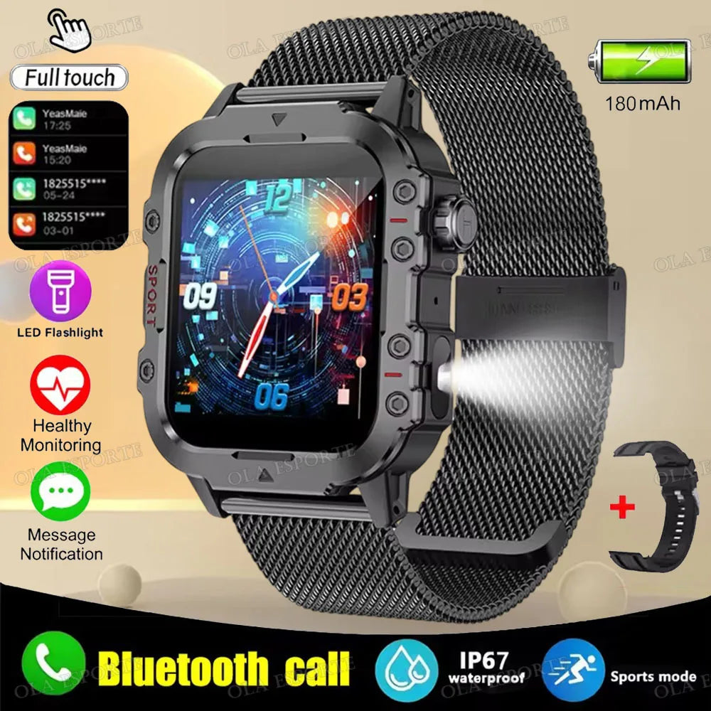 2025 New Military Smart Watch Men IP67 3ATM Outdoor Sports Fitness Tracker Health Monitoring 1.44 Inch Bluetooth Call Smartwatch