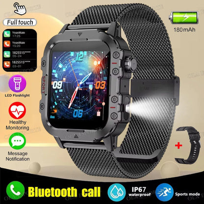 2025 New Military Smart Watch Men IP67 3ATM Outdoor Sports Fitness Tracker Health Monitoring 1.44 Inch Bluetooth Call Smartwatch
