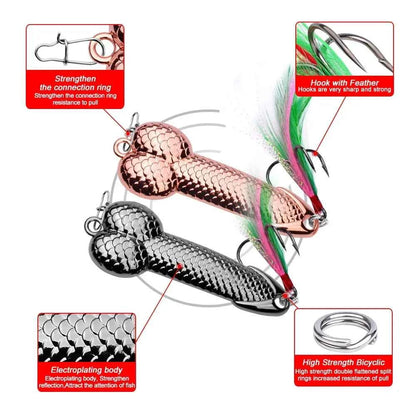Metal Penis Spoon Lure 3g 7g 11g 15g 21g Vibrating Hard Bait Sequin Fishing Lure