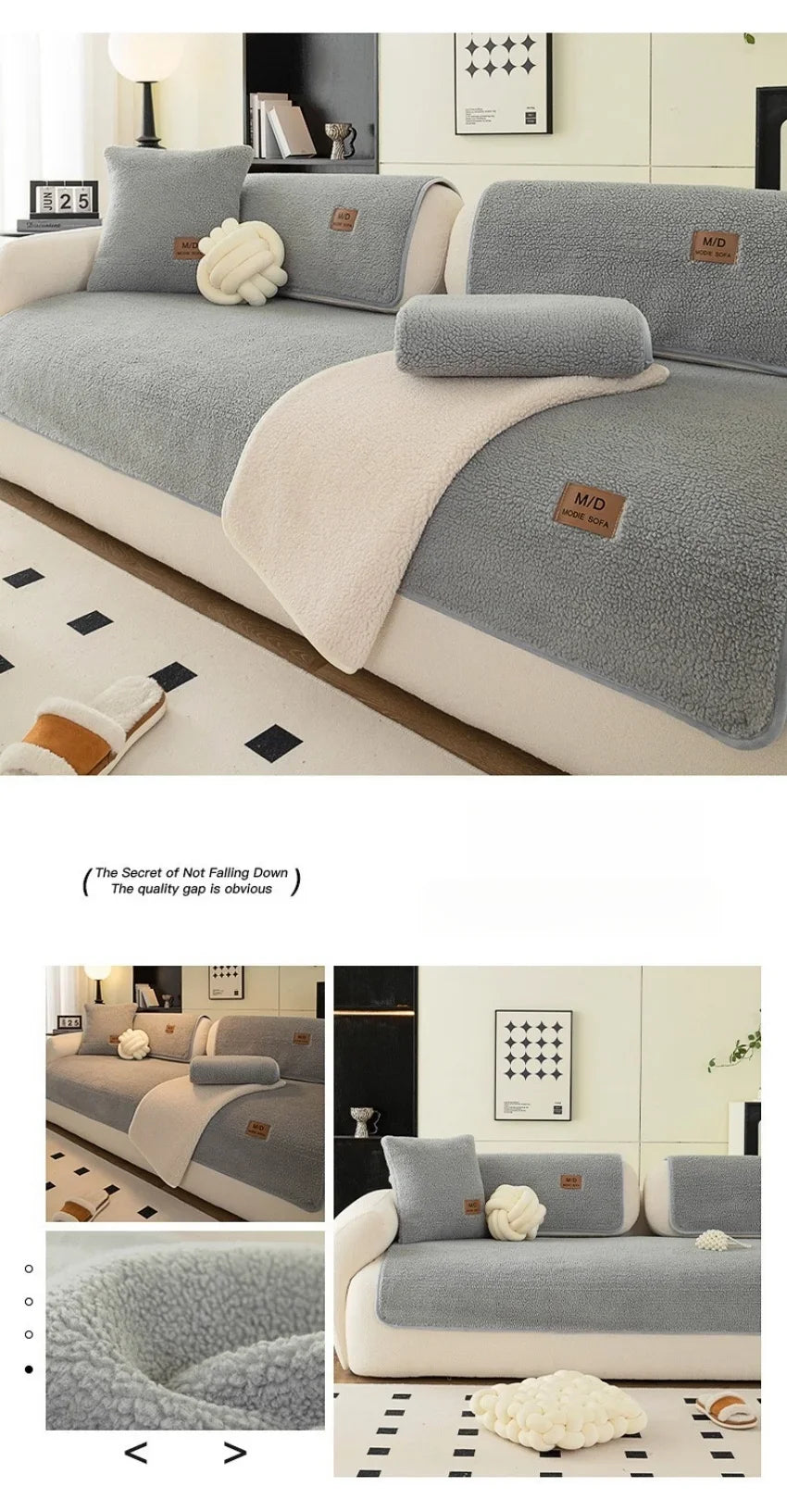Lamb Plush Sofa Cushion in Autumn and Winter Thickened Warm Seat Cushion with High-end Sense and Anti-slip