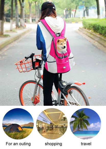 Dog Backpack Carrier Travel Bag Breathable Reflective Strips For Hiking