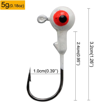 Colorful Jig Head Hooks For Soft Worm Lures 1g 1.8g 3.5g 5g 7g 5pcs Bag