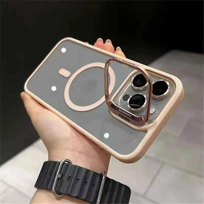 Luxury Magnetic Shockproof Phone Case For iPhone 11 12 13 14 15 16 Pro Max Plus Magsafe Glass Lens Stand Protection Back Cover