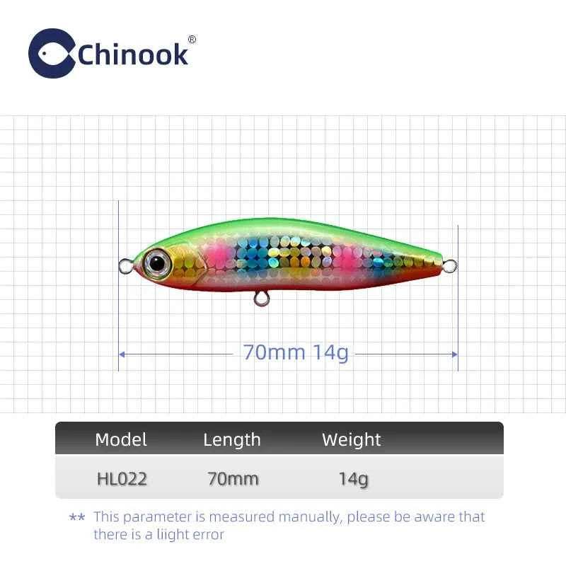 Chinook Sinking Pencil Bait Fishing Lure 70mm 14g For Pike Bass